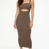 Dresses & Jumpsuits | Midi & Maxi Dresses-Dynamite Cut Out Knit Midi Dress Brown