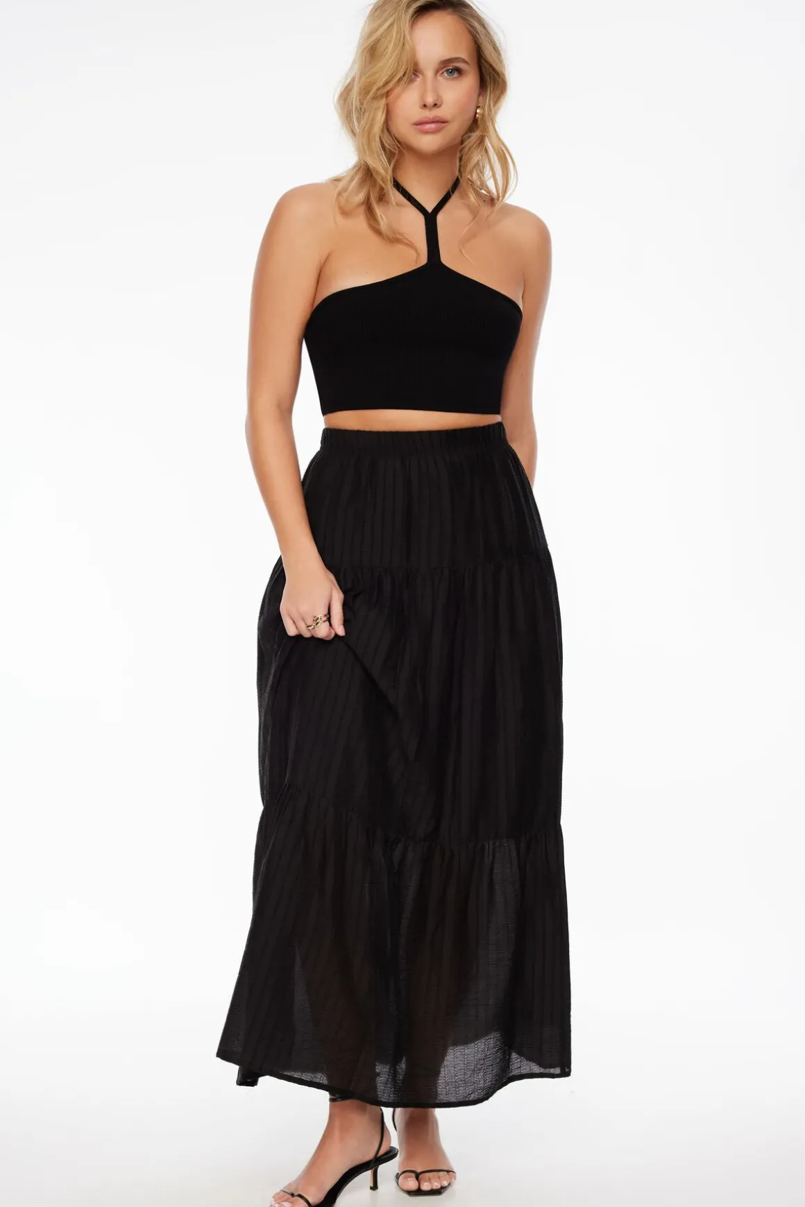 Skirts & Skorts | Skirts-Dynamite Daisy Tiered Maxi Skirt Black