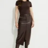 Bestsellers | Skirts-Dynamite Danbi Faux Leather Midi Skirt Brown