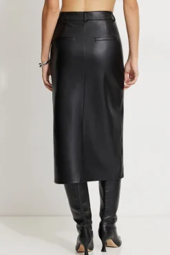 Skirts & Skorts | Bestsellers-Dynamite Danbi Faux Leather Midi Skirt Black