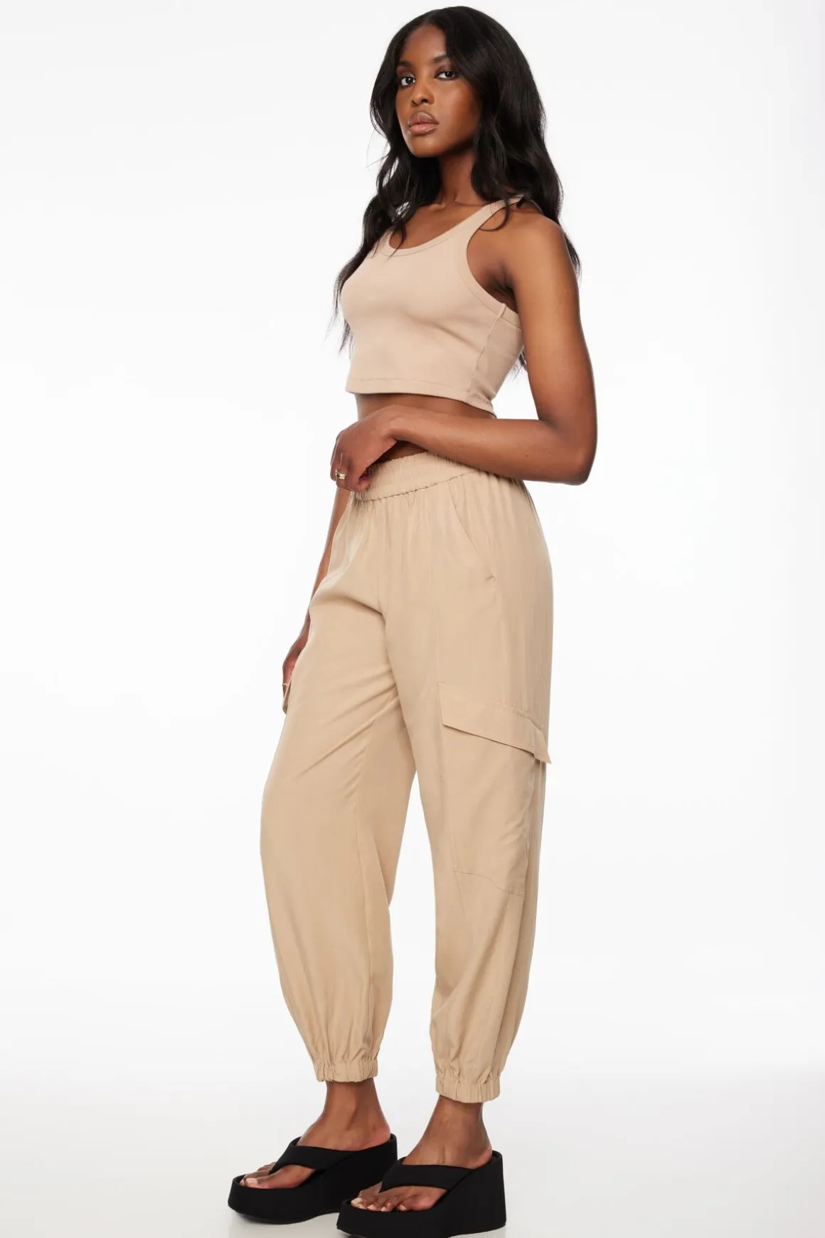 Pants-Dynamite Daria Utility Jogger Pants Brown