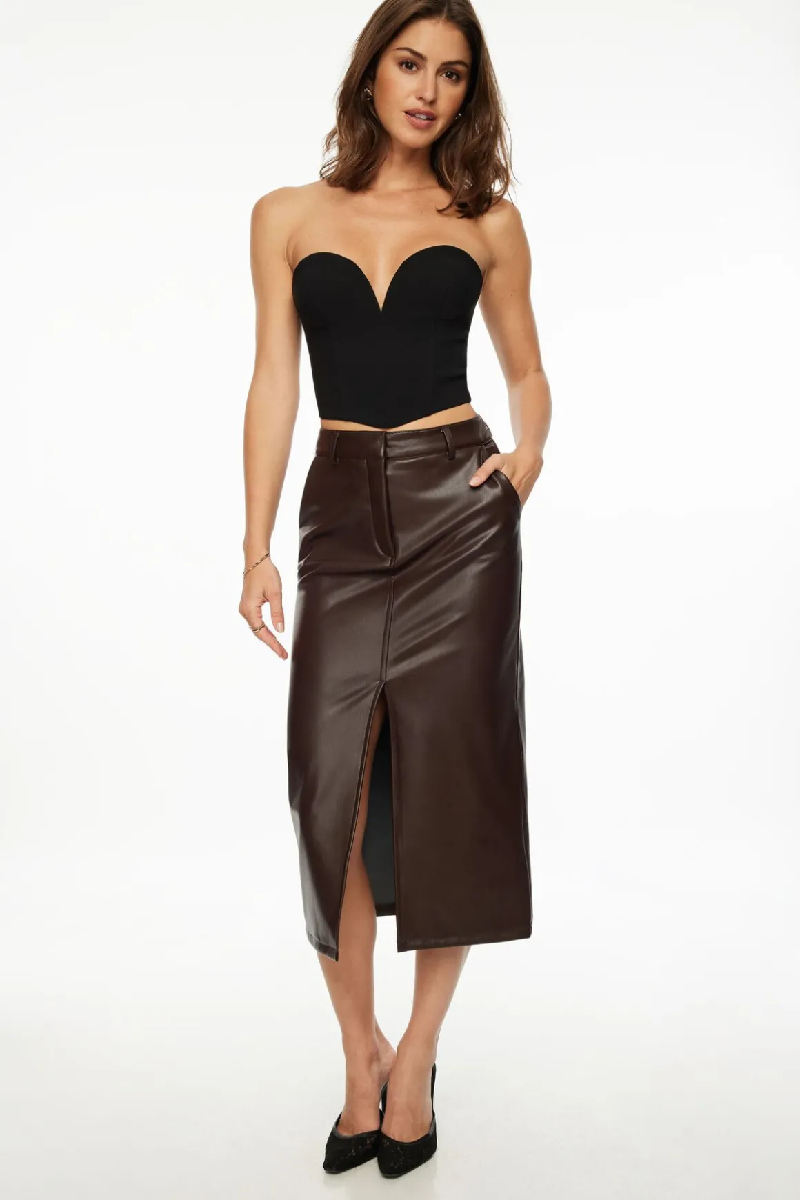 Blouses & Tops | Online Exclusives-Dynamite Deep Sweetheart Bustier Top Black