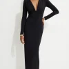 Dresses & Jumpsuits | New Dresses-Dynamite Deep V Maxi Dress Black