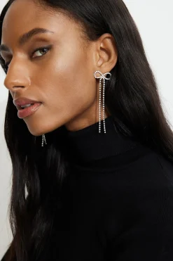 Earrings-Dynamite Delicate Hanging Bow Earrings Grey