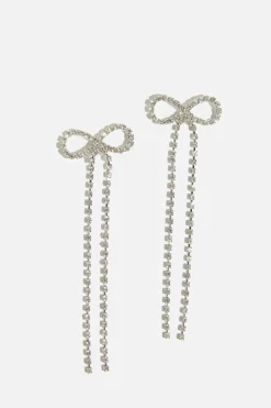 Earrings-Dynamite Delicate Hanging Bow Earrings Grey