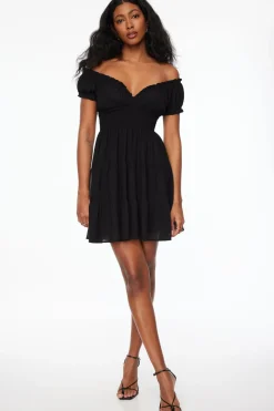 Dresses & Jumpsuits | Mini Dresses-Dynamite Delphine Smocked Mini Dress Black