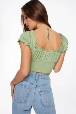 Blouses & Tops | Blouses & Tops-Dynamite Delphine Smocked Top Green
