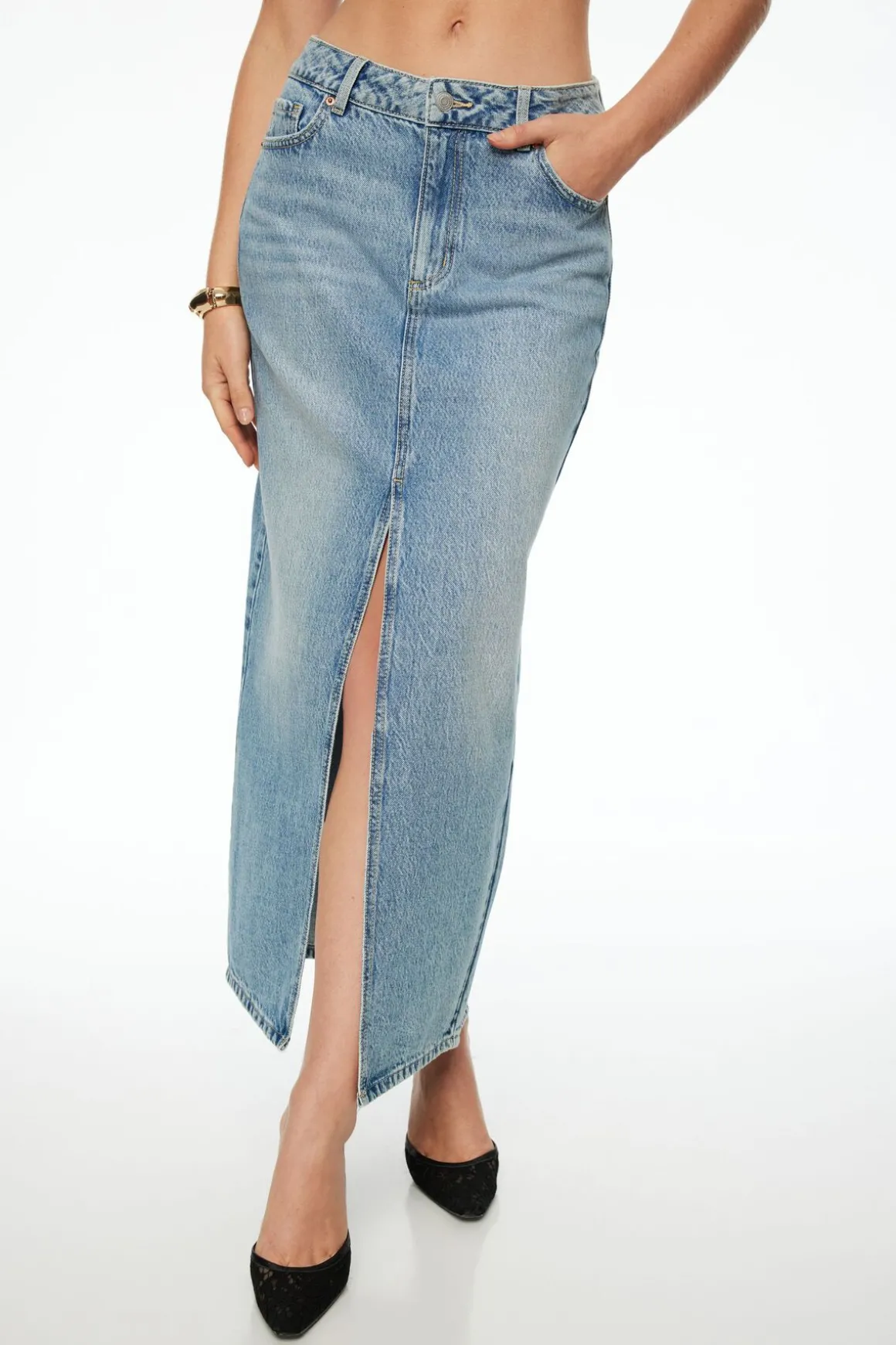 Jeans & Denim | Skirts & Skorts-Dynamite Denim Maxi Skirt Blue
