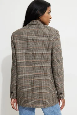 Blazers & Vests | Bestsellers-Dynamite Diana Plaid Oversized Blazer Brown