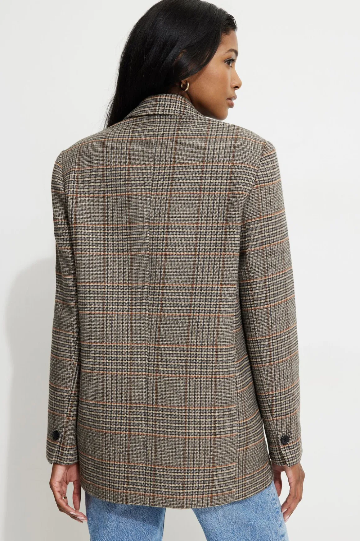 Blazers & Vests | Bestsellers-Dynamite Diana Plaid Oversized Blazer Brown