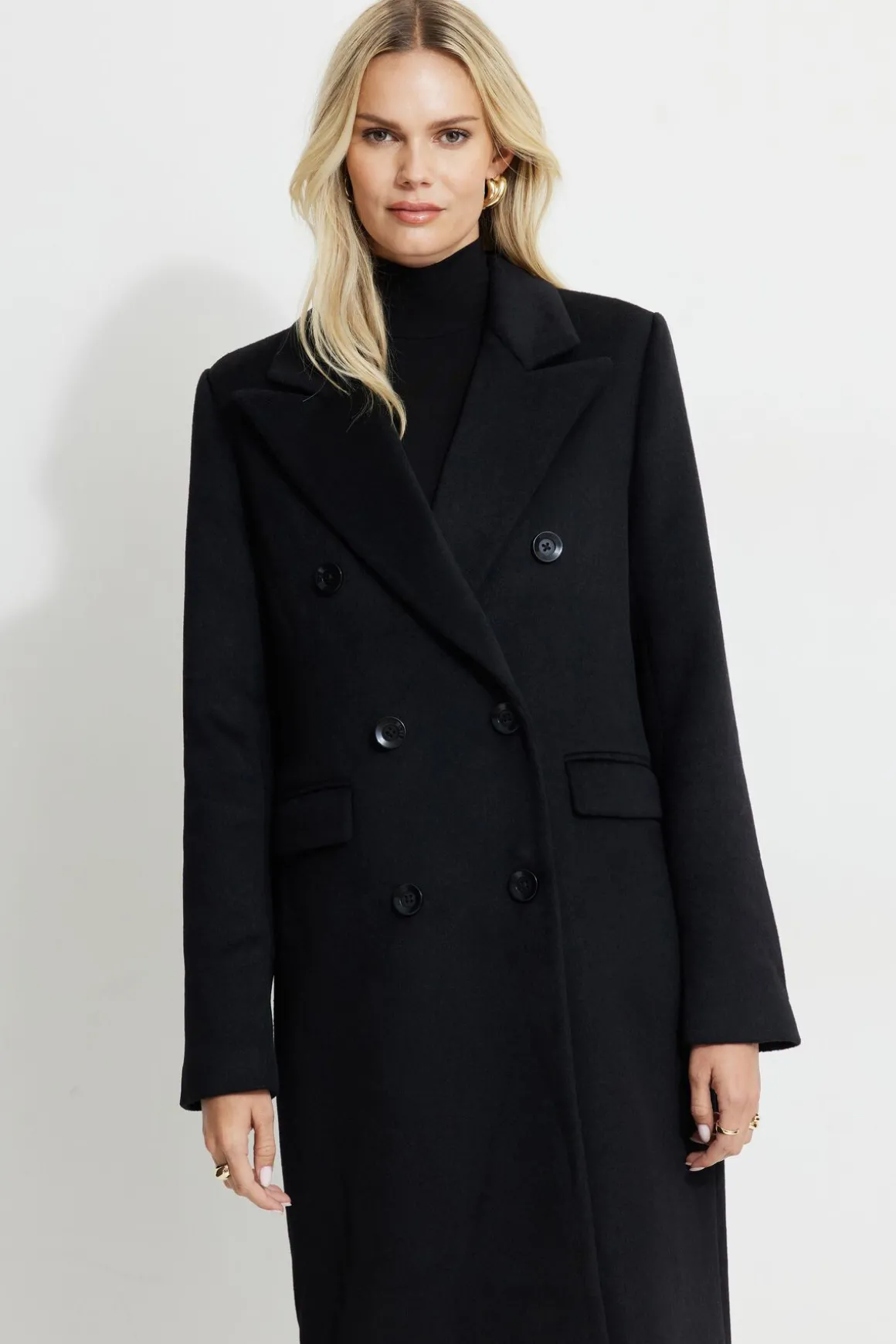 Coats & Jackets | Classic Coats-Dynamite Double Breasted Wool Coat Black