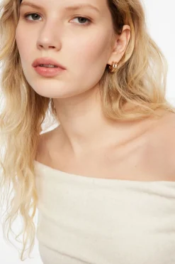 Earrings-Dynamite Double Chubby Huggie Hoop Earrings Yellow
