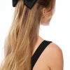 Hair Accessories-Dynamite Double Floppy Bow Hair Clip Black