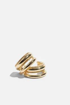 Earrings-Dynamite Double Textured Hoop Earrings YELLOW