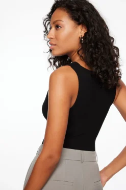 Tees & Tanks-Dynamite Draped Cowl Neck Bodysuit Black