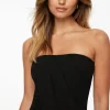 Tees & Tanks | Tees & Tanks-Dynamite Draped Crepe Tube Top Black