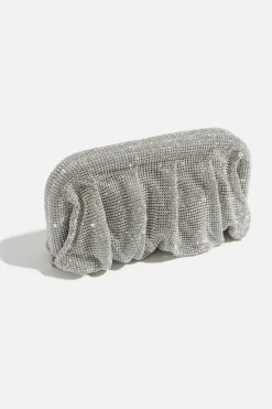 Bags-Dynamite Draped Gem Clutch Grey