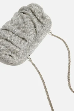 Bags-Dynamite Draped Gem Clutch Grey