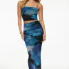 Skirts & Skorts | Skirts-Dynamite Draped Mesh Maxi Skirt Blue