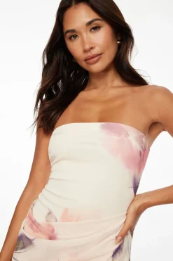 Dresses & Jumpsuits | Mini Dresses-Dynamite Draped Mesh Mini Dress PINK
