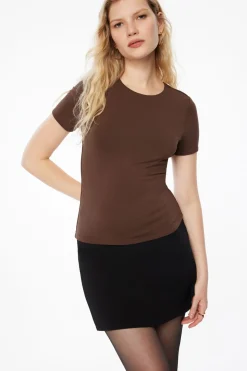 Tees & Tanks | Tees & Tanks-Dynamite Drea Crewneck T Shirt Brown