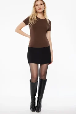 Tees & Tanks | Tees & Tanks-Dynamite Drea Crewneck T Shirt Brown