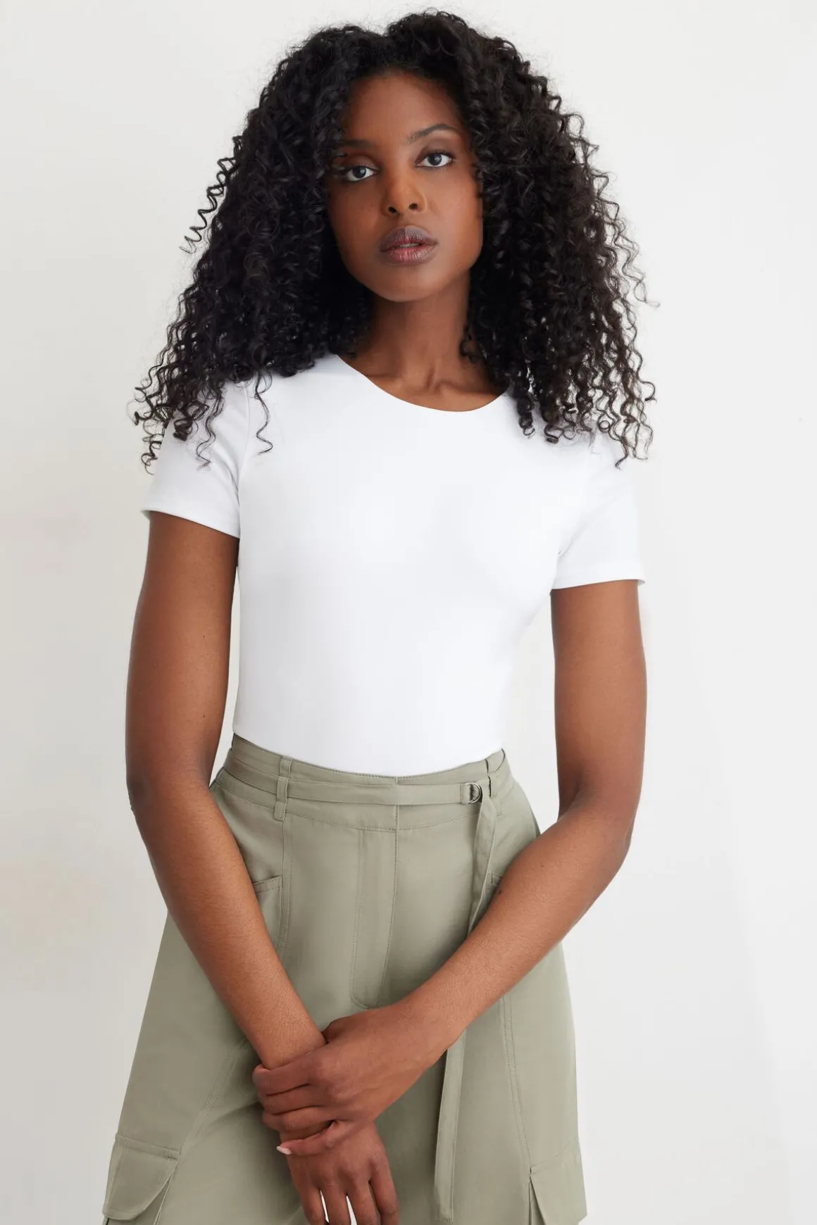 Tees & Tanks | Tees & Tanks-Dynamite Drea Sculpt Bodysuit White