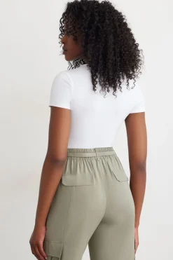 Tees & Tanks | Tees & Tanks-Dynamite Drea Sculpt Bodysuit White