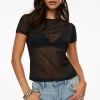 Tees & Tanks | Online Exclusives-Dynamite Drea Sheer Mesh T Shirt Black