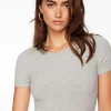 Tees & Tanks | Bodysuits-Dynamite Drea Short Sleeve Crew Neck Bodysuit Gray