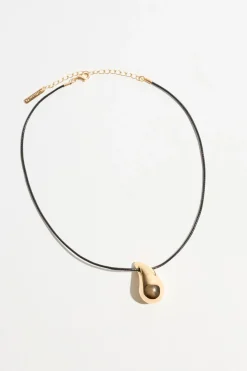 Necklaces-Dynamite Drop Pendant Cord Necklace Yellow