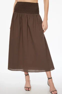 Skirts & Skorts | Skirts-Dynamite Drop Waist Smocked Maxi Skirt Brown
