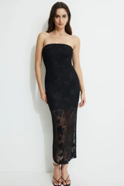 Dresses & Jumpsuits | Bestsellers-Dynamite Elisa Mesh Maxi Tube Dress Black