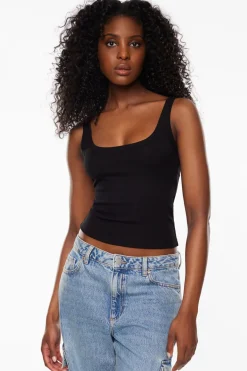 Tees & Tanks-Dynamite Elize Round Neck Tank Top Black