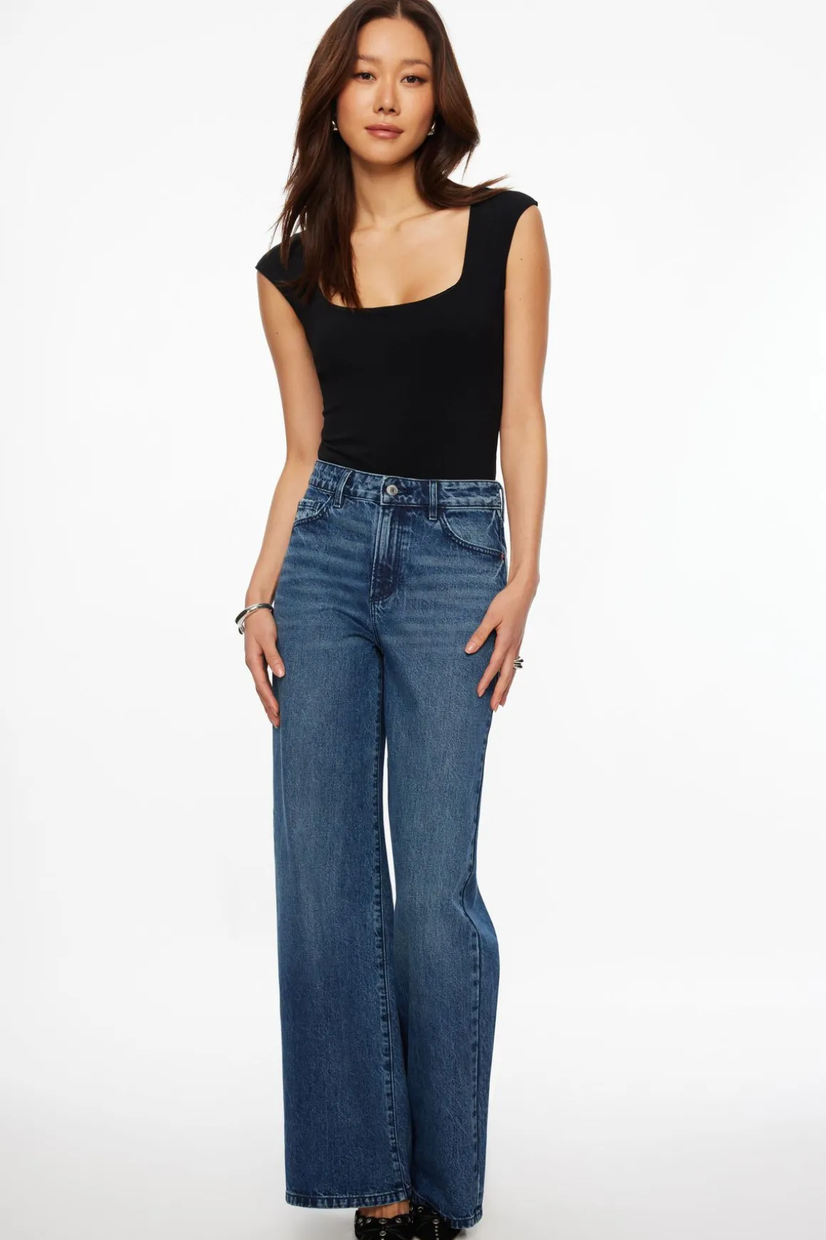 Tees & Tanks | Tees & Tanks-Dynamite Elle Open Back Jersey Bodysuit Black