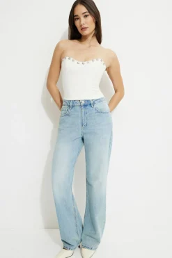 Blouses & Tops | Blouses & Tops-Dynamite Embellished Corset Tube Top White