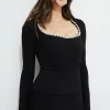 Tees & Tanks | Tees & Tanks-Dynamite Embellished Long Sleeve Top Black