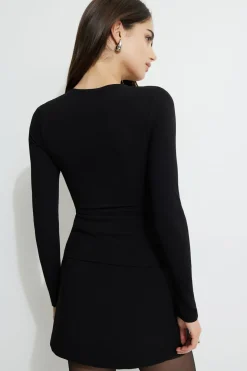 Tees & Tanks | Tees & Tanks-Dynamite Embellished Long Sleeve Top Black