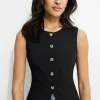 Blazers & Vests | Vests-Dynamite Emery Round Neck Flyaway Vest Black