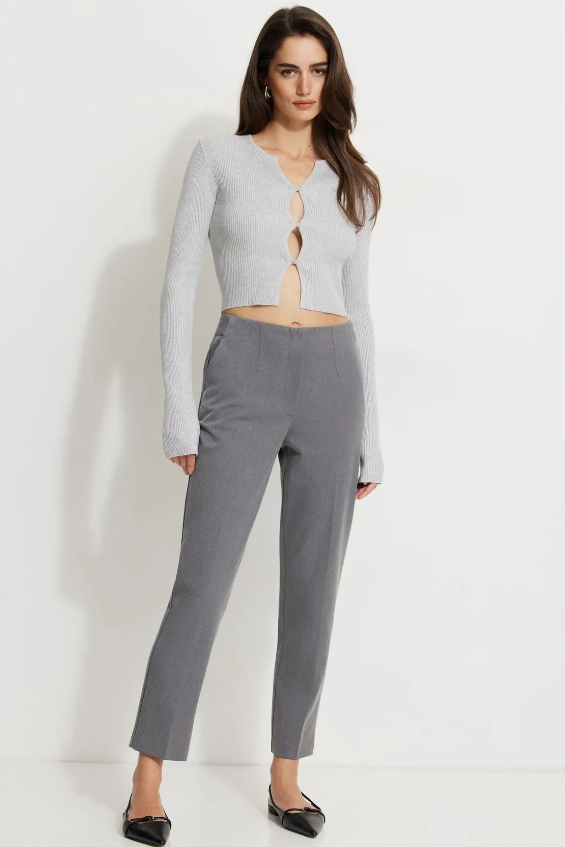 Pants | Slim Leg Pants-Dynamite Emily Tailored Slim Ankle Pants Gray