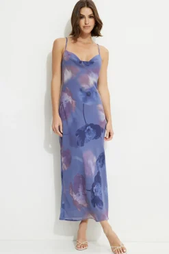 Dresses & Jumpsuits | Online Exclusives-Dynamite Estera Cowl Neck Maxi Slip Dress Blue