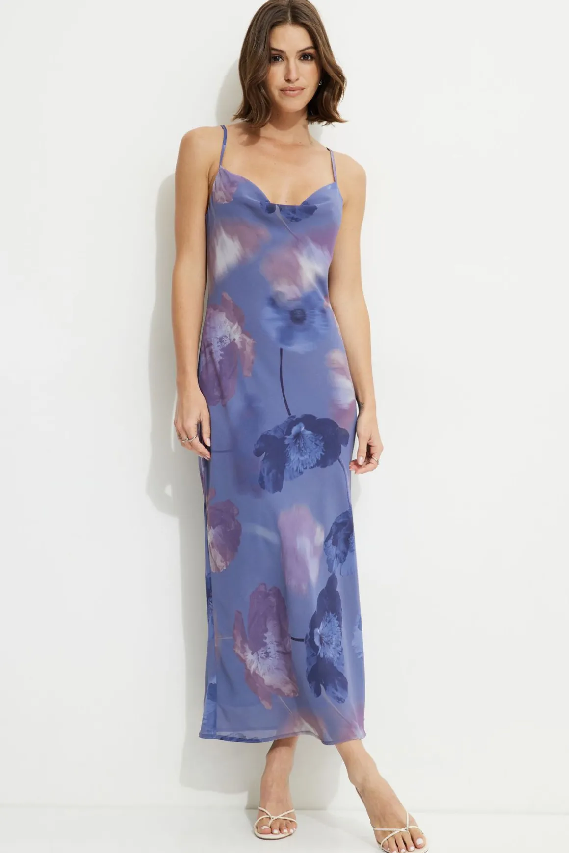 Dresses & Jumpsuits | Online Exclusives-Dynamite Estera Cowl Neck Maxi Slip Dress Blue