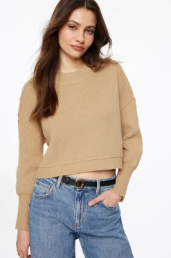 Sweaters & Cardigans | Sweaters-Dynamite Exposed Seam Crewneck Sweater Brown