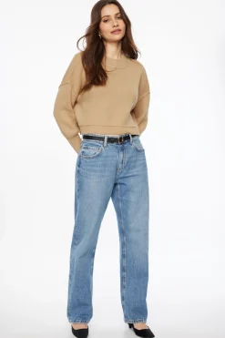 Sweaters & Cardigans | Sweaters-Dynamite Exposed Seam Crewneck Sweater Brown