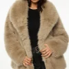 Coats & Jackets | Classic Coats-Dynamite Faux Fur Midi Jacket Brown