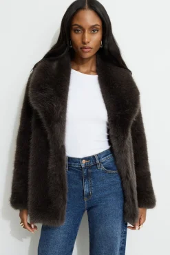 Coats & Jackets | Classic Coats-Dynamite Faux Fur Midi Jacket Brown