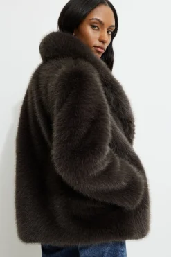 Coats & Jackets | Classic Coats-Dynamite Faux Fur Midi Jacket Brown