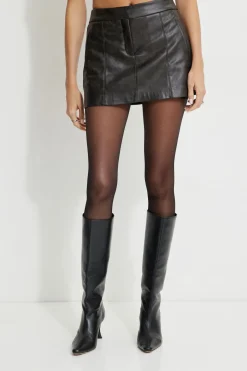 Skirts & Skorts | Skirts-Dynamite Faux Leather Mini Skort Brown