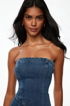 Jeans & Denim | Dresses & Jumpsuits-Dynamite Flare Denim Midi Tube Dress Blue