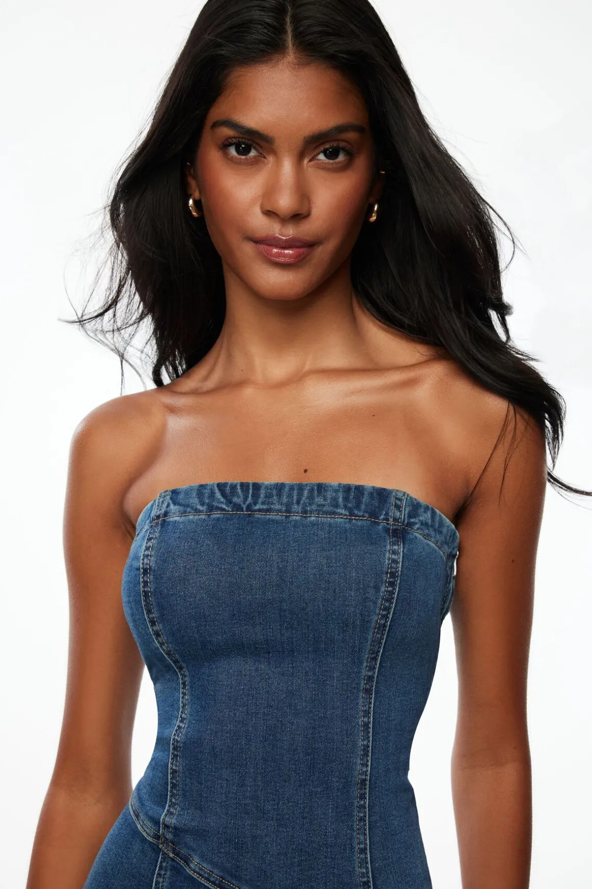Jeans & Denim | Dresses & Jumpsuits-Dynamite Flare Denim Midi Tube Dress Blue